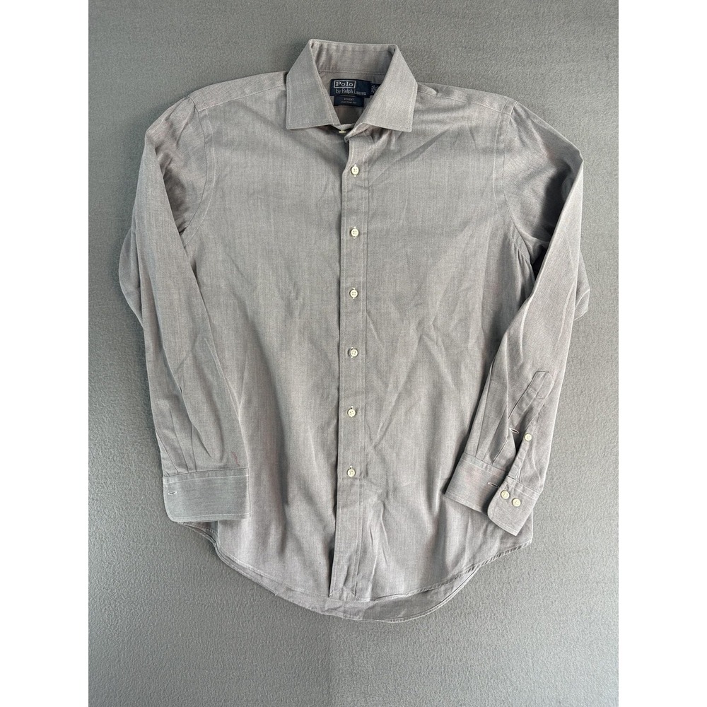 Polo Ralph Lauren Dress Shirt Mens 15.5 32/33 Gray Regent Herringbone Slim Fit